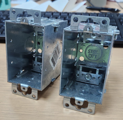   (2) NEW STEEL CITY GANGABLE WELDED SWITCH BOX 14 CU-IN CWX-25 LOT OF 2