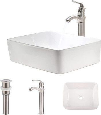 19 Inch Bathroom Vessel Sink and Faucet Combo -  19'' X15''Artistic Porcelain Cera