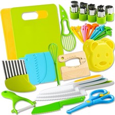 46Pcs Set for Real Cooking: Montessori Kitchen Tools for Toddlers, Kitchen fo...
