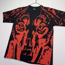 Vintage 1995 Anheuser Busch Red Wolf Beer Shirt - AOP - MEGA PRINT - LARGE  RARE