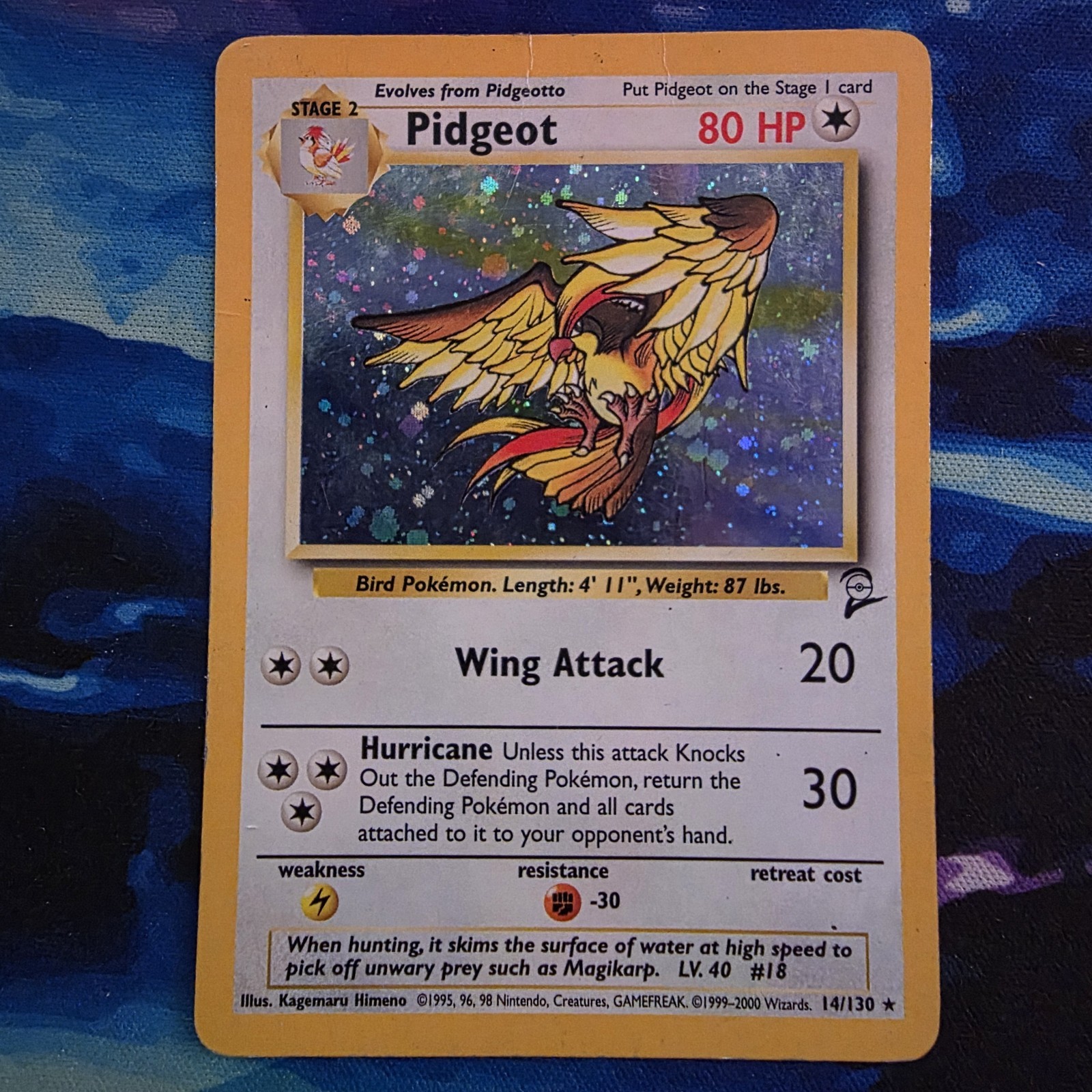 Rare Pokémon TCG Pidgeot Base Set 2 14/130 Holo Unlimited Holo Rare Pokemon MP