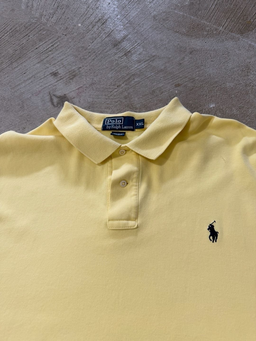 Vintage 90s Polo By Ralph Lauren Polo Shirt Size XXL Yellow Cotton Short Sleeve