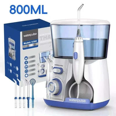 BRANDED 800ML Waterpulse Water Flosser Oral Irrigator Electric Teeth Cleaner w/ 5 Tips