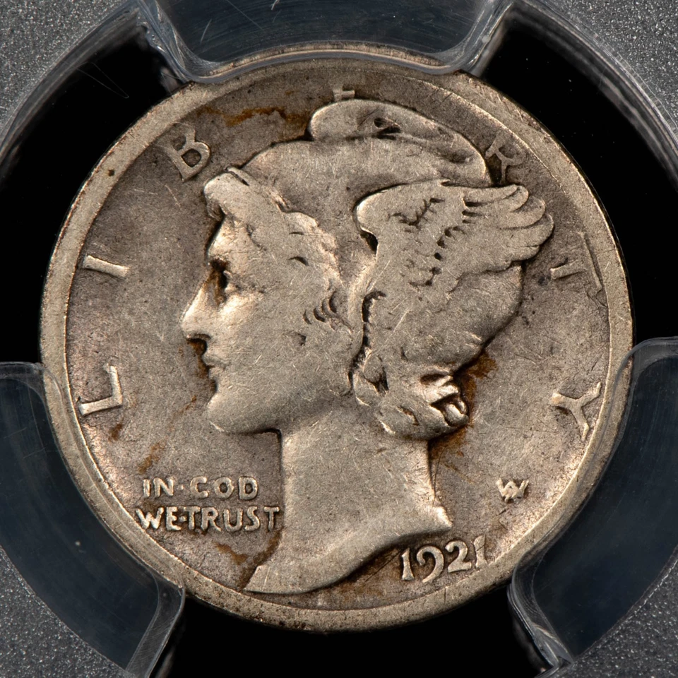 1921-D 10c Silver Mercury Dime - Original Key Date Coin - PCGS VG 8 - SKU-B5145 - Image 3 of 4