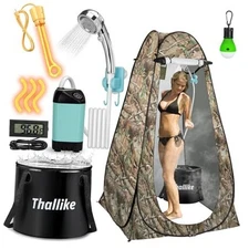 Portable Hot Shower for Camping Shower Tent Kit, 1000W Hot Shower Kit with Tent