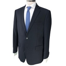 Hart Schaffner Marx HSM Blazer Mens 41R Black Sport Coat Wool Natural Stretch