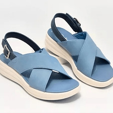  S-4387 Clarks Cloudsteppers Backstrap Sandals - Drift Sun Sz 8W