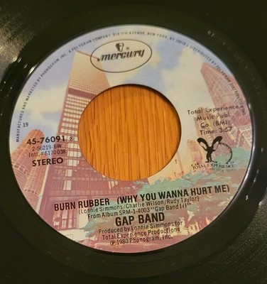 Gap Band Burn Rubber On Me 7'' Vinyl  VG+ Mercury Records US 45-76091 Funk Soul