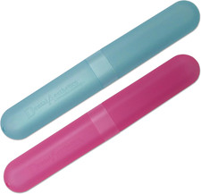 2 X Toothbrush Case  Cover ~ 1 Pink & 1 Blue