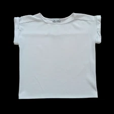 Set The Stage Women's Ribbed Top Button Back Blouse Size Small Minimalist White