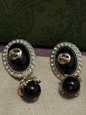 🌹💕🚚 ✅ Women’s Gucci Black Pearl Dangle Earrings Brand New With Box!