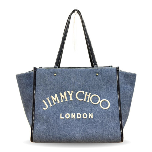 Jimmy Choo arenne Denim Tote Bag Logo EmbroidStuds Indigo Blue JIMMY CHOO A