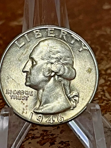 1946 WASHINGTON 90% silver quarter dollar. AU/ BU. # PJ243