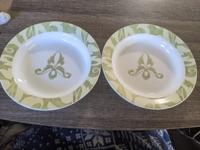 CORELLE CHEVERRY ULTRA FLAT RIMMED SOUP BOWL x2 GENTLY USED FREE USA SHIP