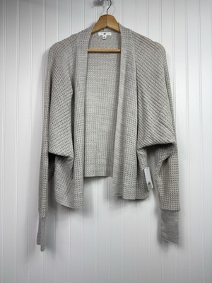 Nordstrom Womens Grey Open Front Dolman Sleeve Cardigan Sweater Size Large NWT