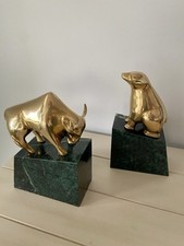 Wall Street Bull and Bear Brass Bookends