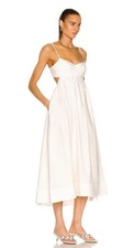 Zimmermann Women's Rosa Bralette Linen Midi Ivory Dress Size 8 NWT