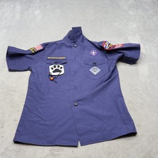 Boy Scouts of America Shirt Youth Medium Blue Uniform Scouting Camping Patched