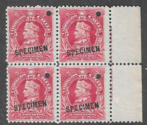 Chile 1901-02, 2c, American Bank Note Co. imprint BLOCK(4), NH SPECIMEN #52