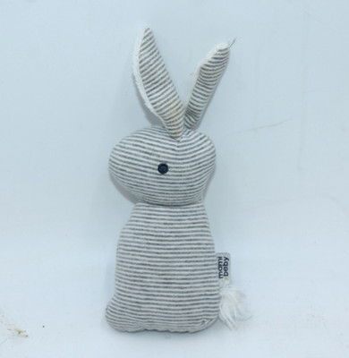  Bobtail Bunny Rattle 廃盤 レア Mami Beby Bunny Rabbit Gray Grey White Stripe Bunny Rattle Baby