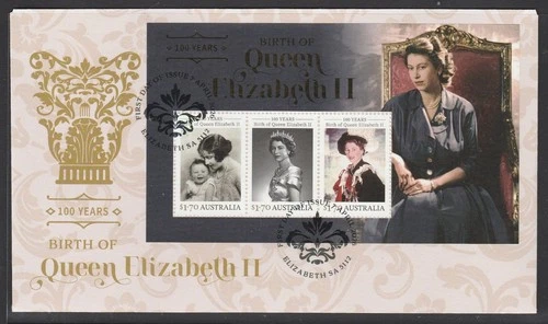 AUSTRALIA 2026 100 Years BIRTH of the QUEEN - Block , MINISHEET V F Used on FDC