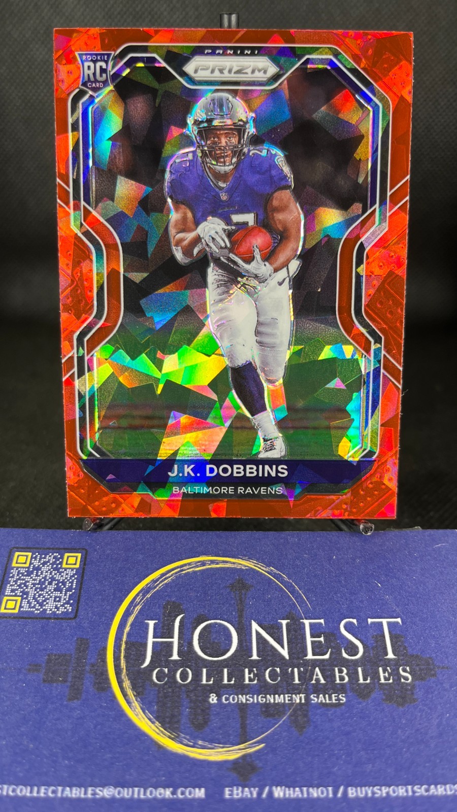 J.K. Dobbins (RC) - 2020 Panini Prizm Red Cracked Ice Prizm Rookie #379