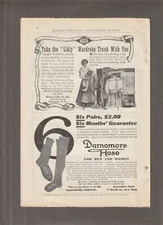 1908 DARNOMORE Hose/SOCKS Magazine AD~Henry LIKLY WARDROBE TRUNK~Rochester, NY.