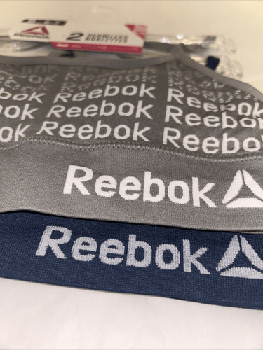 Reebok Girl's Seamless Bralettes Gray & Blue Small 6-7 Pack of 2 Lightly Padded - Picture 2 of 5