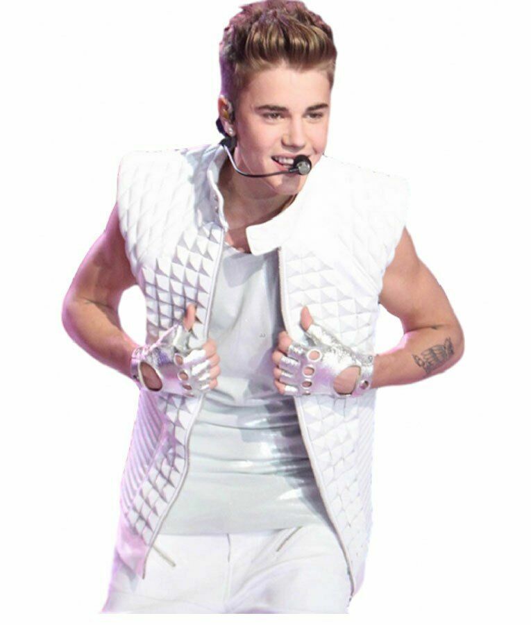 Justin Bieber Quilted White Leather Vest | eBay