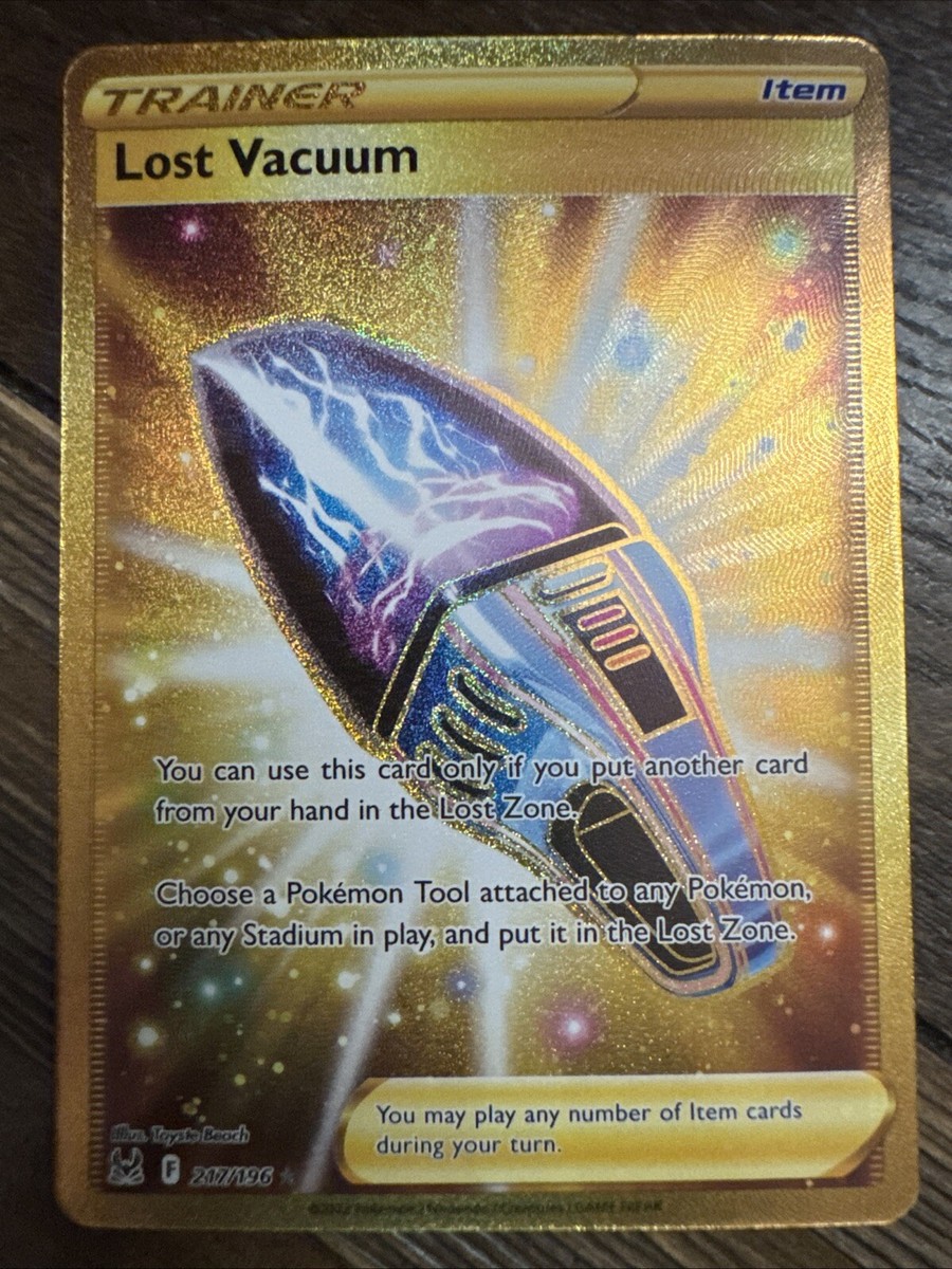gold lost vacuum pokemon card Lost Vaccum Gold Rare 217/196 Lost Origin