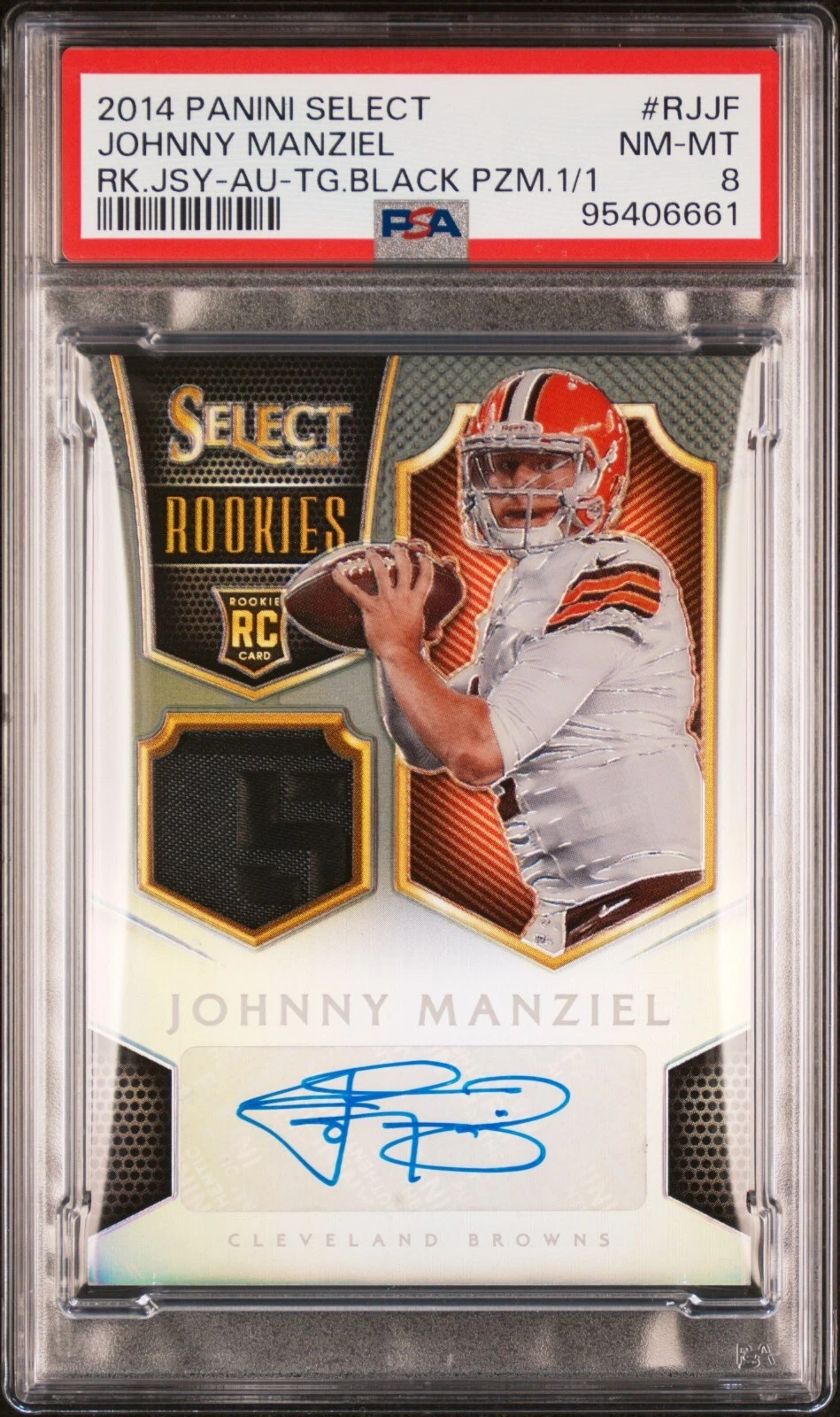 Johnny Manziel Panini Select Rookie Jerseys #RJJF Autograph-Tag Black Prizm 1/1