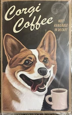 Retro Pets Art Print - Corgi Coffee