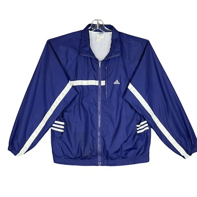 Vintage Adidas Windbreaker Light Jacket Men M 90s Full Zip Blue