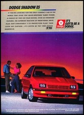 1988 Dodge Shadow Vintage Advertisement Print Art Car Ad J92