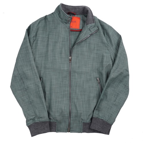 Isaia Woven Gray-Green Melange Cotton 