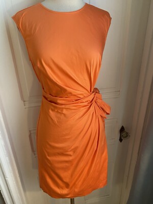 ANN TAYLOR VINTAGE ORANGE RUCHED FRONT COTTON SHEATH DRESS-FABRIC  BELT-SIZE4!! | eBay