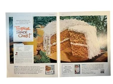 Vintage 1961 Betty Cocker Durkees Cake Recipe Food 2 Page Print Ad