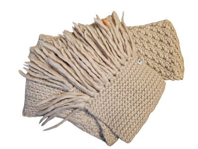 NWT Sh*t That I Knit Handcrafted Fringe Scarf Trowbridge Camel merino wool Wool Fringe Scarf | Stetson main image 4