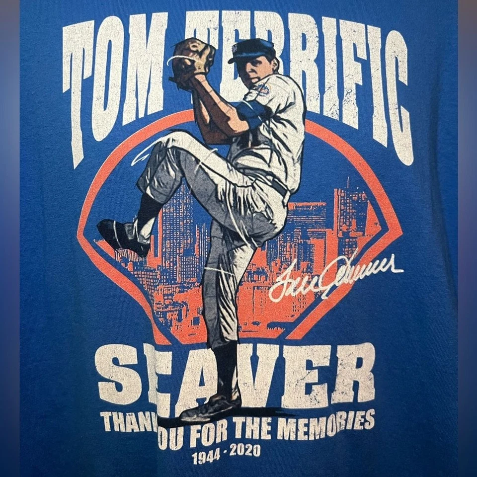 Мужская футболка с коротким рукавом NY Mets Tom Seaver размер 2XL Memorial цвет синий - Изображение 4 из 4