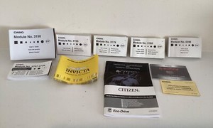 Lot of 7 Casio Watch User guides, 1-Citizen & 1-Invicta Watch User Guides