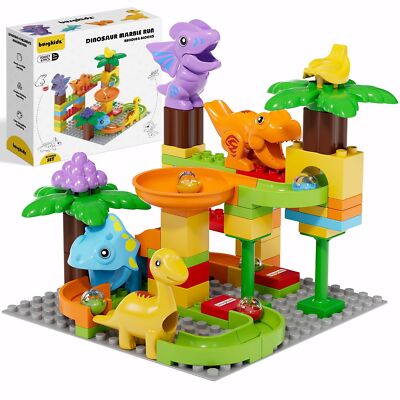 Kid Marble Run Building Blocks Dinosaur, Montessori Learning STEM Toy Bricks ...