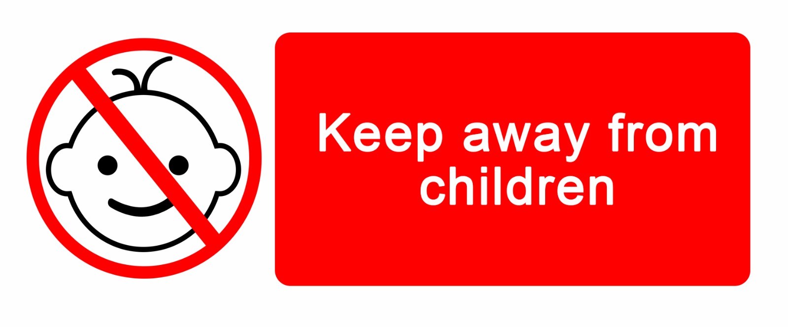 Warning - Keep Away From Children - Self Adhesive Label 100mm X ...