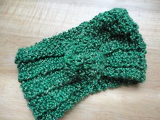 Knit Head Band, Ear Warmers, Chunky, Green, Adult  Hand Knit 