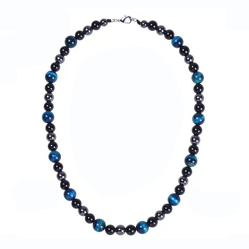 Collar de triple protección vintage para hombre ojo de tigre piedra de obsidiana hematita ojo - Imagen 5 de 26