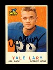 1959 Topps Yale Lary #131 Lions Hof Original Signed Autographed