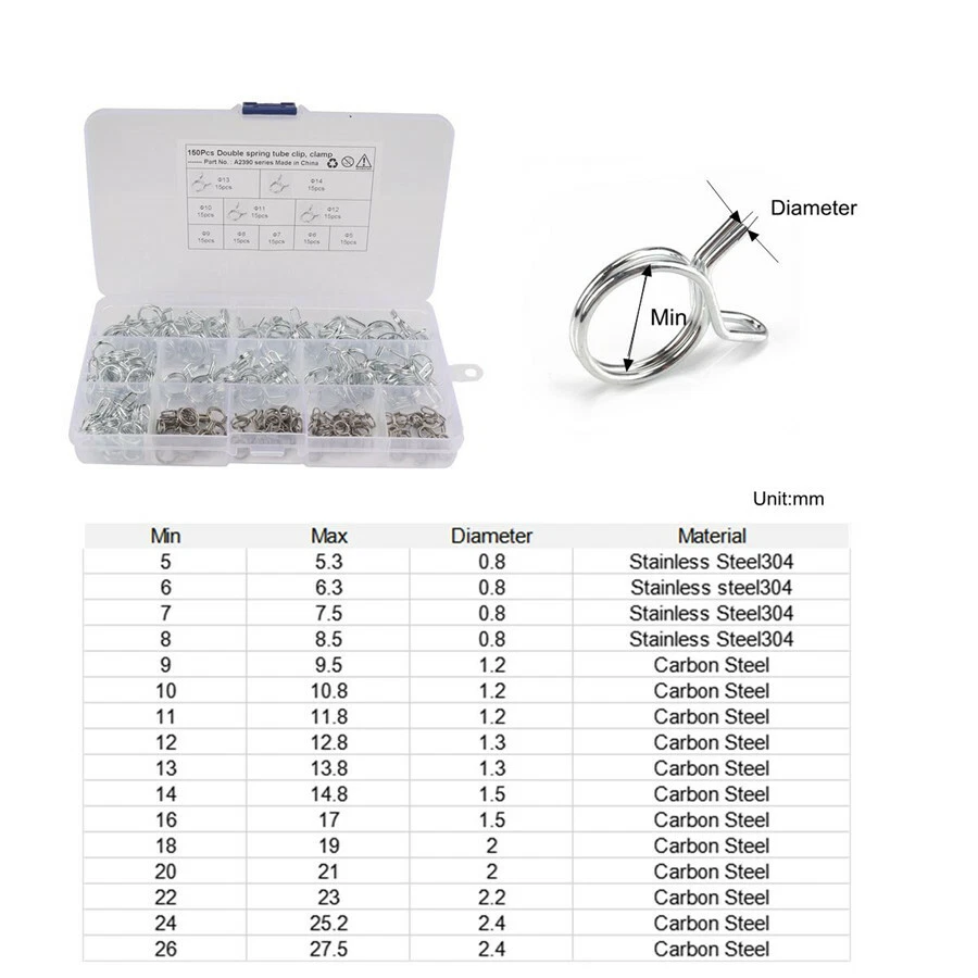 150x Motorcycle Fuel Line Petrol Pipe Fuel Hose Clips / Clamps Spring Wire Type - Image 3 of 4