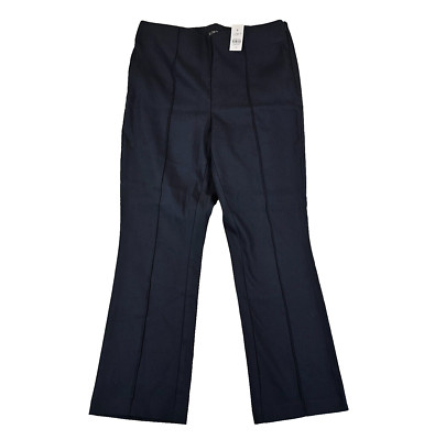 NWT Loft High Waist Curvy Pants Navy Blue Side Zip Size 8 Elastic Office Career