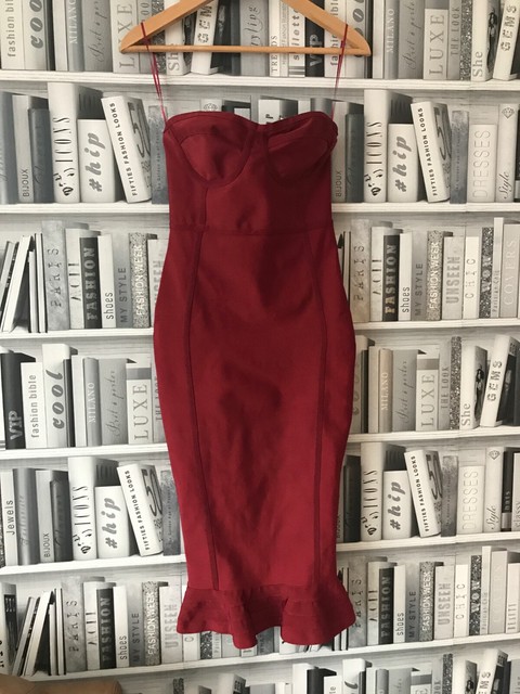 bandage frill hem midi dress