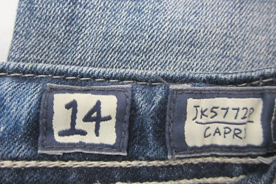Jean Capri Miss Me – Taille 14x19,5 – Denim Bleu Avec Croix épaisses – Occasion