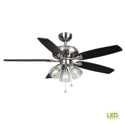 Hampton Bay Rockport 52 In Led Brushed Nickel Ceiling Fan With